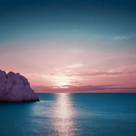 Beautiful seascape at sunset. Composition of nature.の写真素材