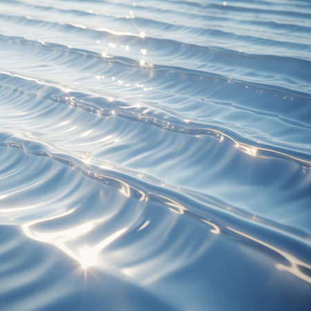 abstract background of blue water ripples and sun rays. texture