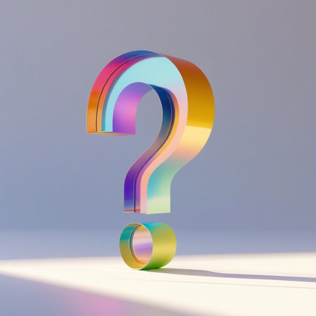 3d question mark symbol. Glossy metal font with light reflections on white background.の写真素材