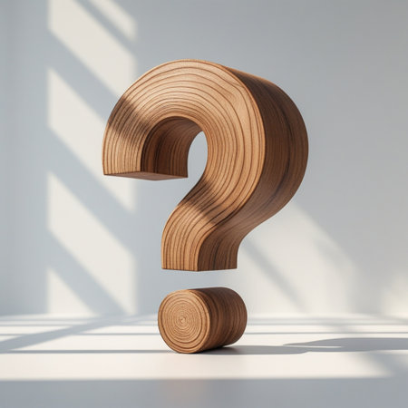 Wooden question mark on a white background. 3d rendering.の素材