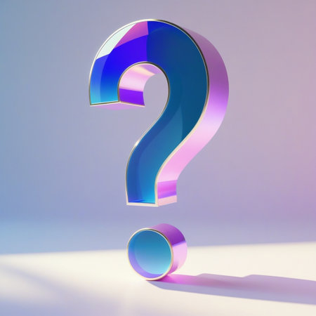 Blue question mark on white background. 3d rendered font character.の素材