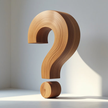 Wooden question mark on a white background. 3d rendering.