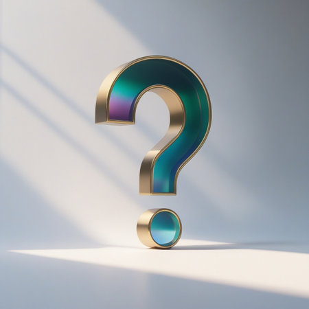 Gold question mark on white background.