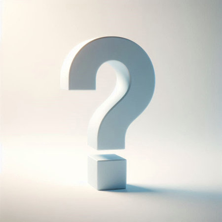 White question mark on a white background, 3d render, square image