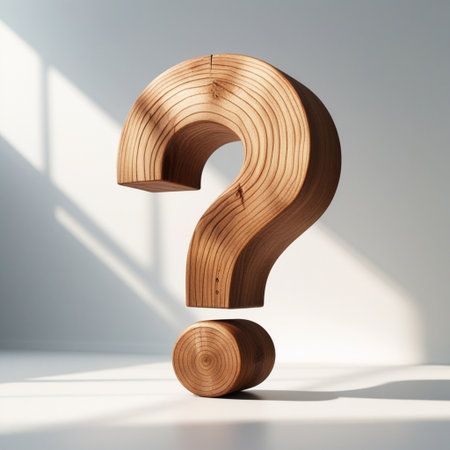 Wooden question mark on white background. 3d rendered illustration.