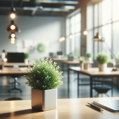 Modern coworking office interior with furniture and daylight. Mock up, 3D Renderingの写真素材