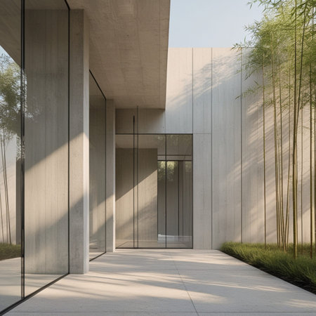 Modern architecture, concrete wall and floor. 3d rendering mock up