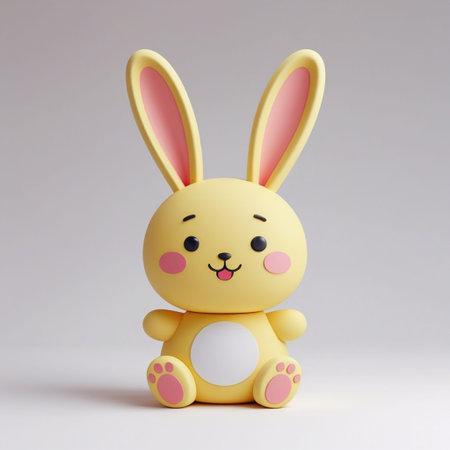 Easter bunny toy on a gray background. 3d rendering.