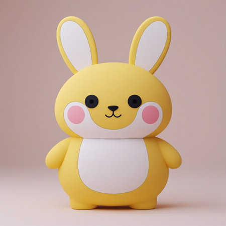 3d rendering of a cute yellow rabbit isolated on pastel background