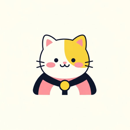 Cute kawaii cat with bow tie. Vector illustration.の写真素材