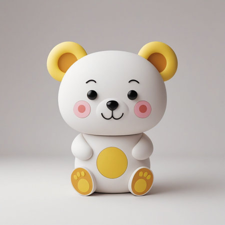 Polar bear doll on a gray background. 3d rendering.の写真素材