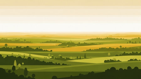 Panorama of a rural landscape in the morning. Vector illustration.