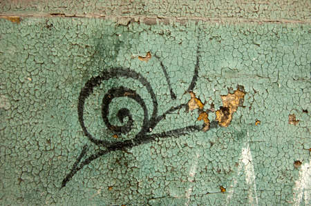Wall painting snail - seen in Lucca, Tuscany, Italyの写真素材