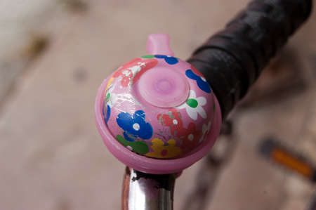 Bicycle bell painted in bright colorsの写真素材