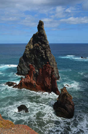 Rocks in front of the Ponta de Sao Lourenco peninsula, Madeira, Portugalの写真素材