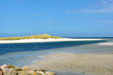White beach and blue sea at DarÃer Ort, Fischland-DarÃ-Zingst, Mecklenburg-の写真素材