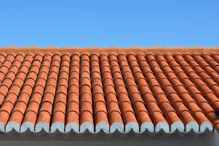 Tiled roof near the 'Ponta da Oliveira' viewpoint, Madeira, Portugalの写真素材