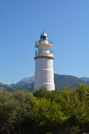 Old lighthouse 'Cap Gros' near Port de Soller, Mallorca, Spainの写真素材