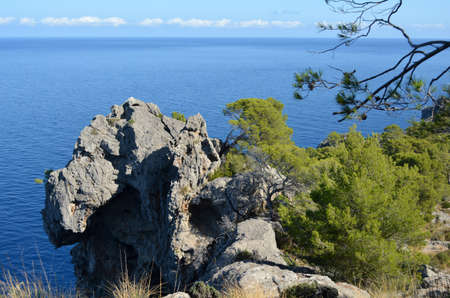 Sea view at San Augustine on the hiking trail to Port de SÃ³ller, Mallorca, Spainの写真素材