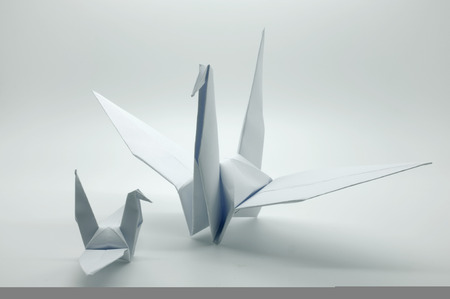 White origami crane, bird, paperの写真素材