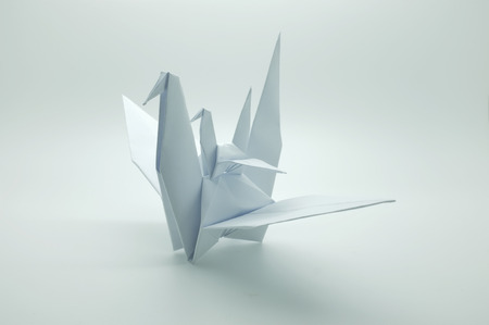 White origami crane, bird, paperの写真素材