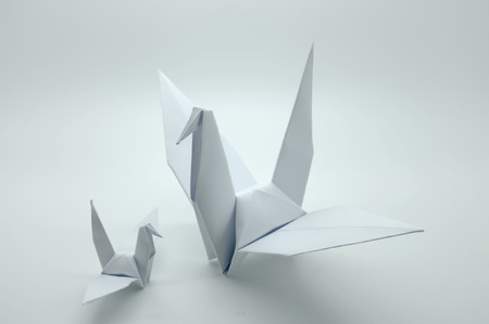 White origami crane, bird, paperの写真素材