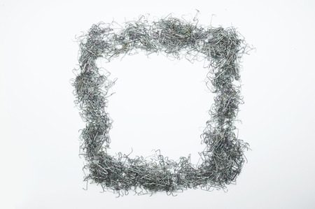 Used staple needle in shape of square, rectangular frameの写真素材