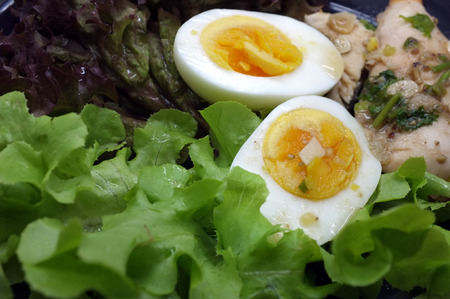 Salad with chicken and eggの写真素材