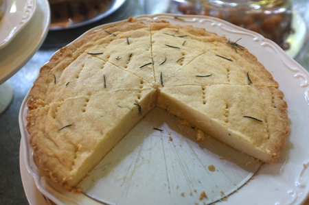 Shortbread on cake dishの写真素材