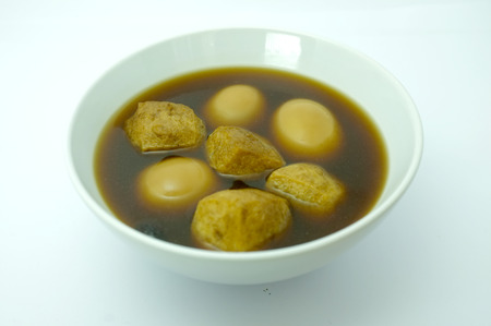 stewed eggs or eggs and pork in brown sauce , Thai foodの写真素材