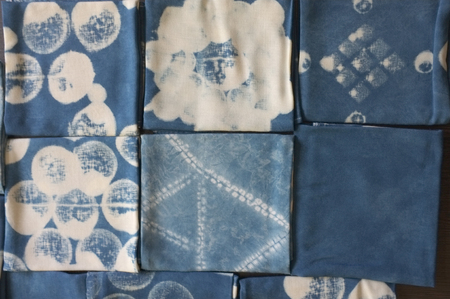 Thai indigo natural dye , Color shade and texture of fabric from blue indigo natural dye , Concept fashionの写真素材