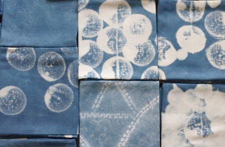 Thai indigo natural dye , Color shade and texture of fabric from blue indigo natural dye , Concept...