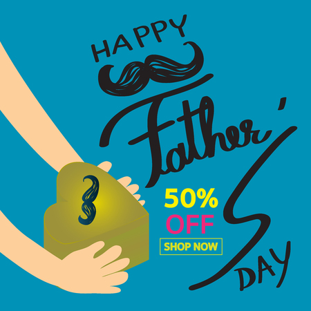 Happy Fatherâs Day Calligraphy greeting card.のイラスト素材