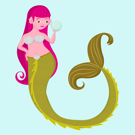 little mermaid and marine lifeのイラスト素材