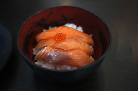 Japanese Rice with Salmon and Salmon Don.の写真素材