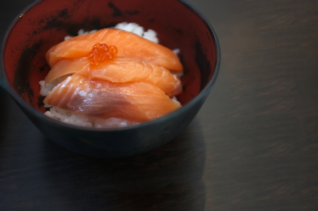 Japanese Rice with Salmon and Salmon Don.の写真素材