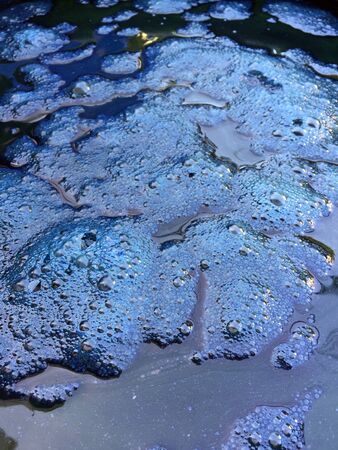 Close up , Nature dyeing fabric with indigo water backgroundの写真素材