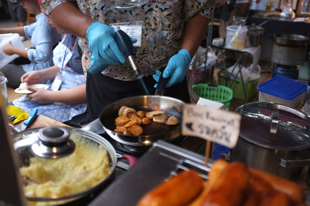 Delicious  Grilled sausages using torch.のeditorial素材