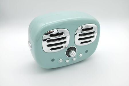 grungy retro green Speaker  on isolated white backgroundの写真素材
