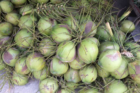 Fresh coconuts in the market , Thai food