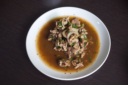 Thai street food of a sun dried beefの写真素材