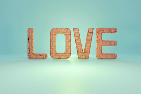 3D image , Heart-shaped balloon with human sit on mail icon . Concept: A declaration of love on Valentine's Day.の写真素材