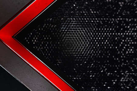 3d illustration. Abstract silver , red and black arrow direction on black blank space for text logo...