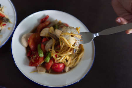 Papaya salad with shrimp and pork sausage vietnameseの写真素材