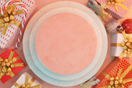 Christmas Sale Promotion Template. Concept Christmas gift  . COPY SPACE for logo and textの写真素材