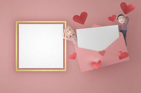3d illustration. pink heart inside of a white pin on a white background.の写真素材