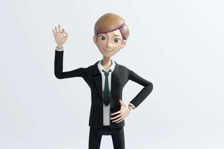 3D Illustration. 3D Rendering , Businessman with okay signの写真素材