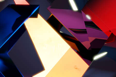 3D Illustration. 3D Rendering , Abstract metal background . Concept space design modern luxury futuristic backgroundの写真素材