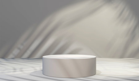 3D Illustration. 3D Rendering , Shadow leaves in minimal white natural background. concept scene stage showcase, product, nature, perfume, promotion sale, banner, presentation, cosmeticの写真素材