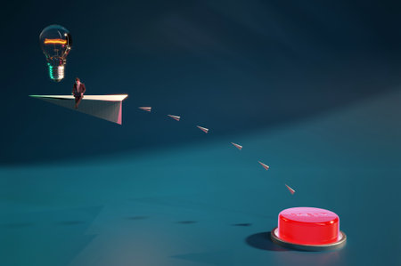 3D Illustration , Businessman on paper airplanes flying with idea Concept START UP